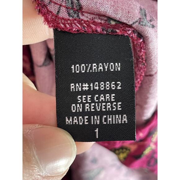 Torrid Dress Womens 1X Magenta Floral Butterfly Print Sleeveless Midi Rayon - Picture 6 of 10